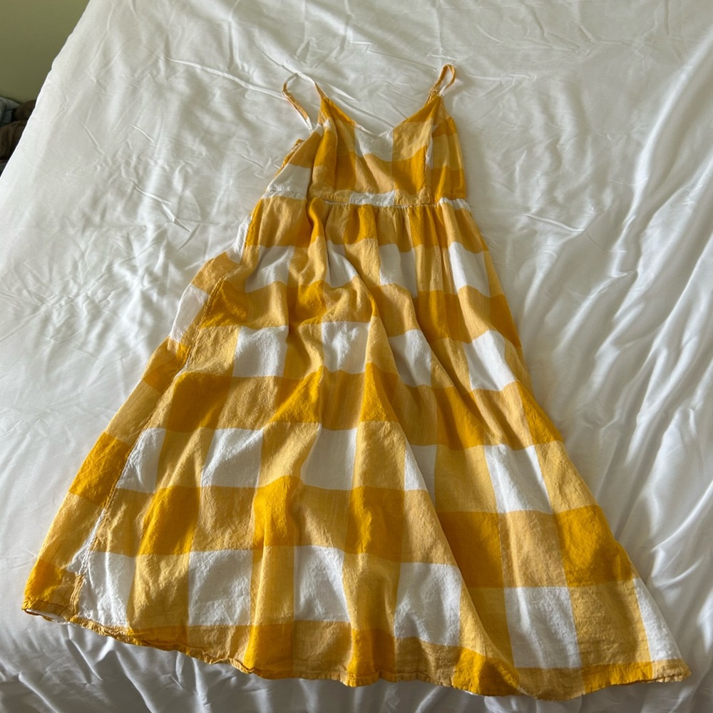 Old Navy Women's Yellow and White Checkered Dress